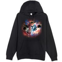 Funny Cat Floating In Space Premium Pullover Hoodie