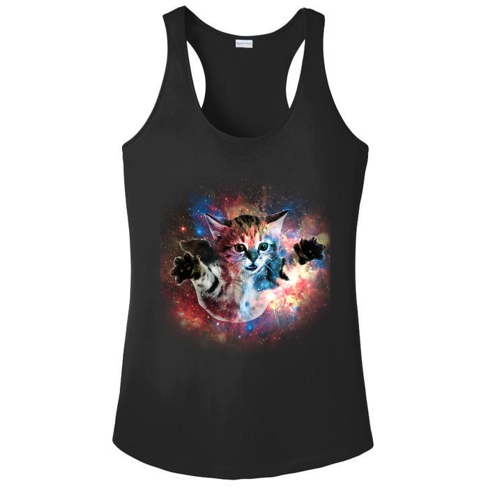 Funny Cat Floating In Space Ladies PosiCharge Competitor Racerback Tank