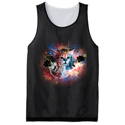 Funny Cat Floating In Space Mesh Reversible Basketball Jersey Tank