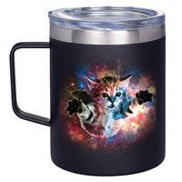 Funny Cat Floating In Space 12oz Stainless Steel Coffee Mug