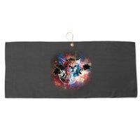 Funny Cat Floating In Space Large Microfiber Waffle Golf Towel