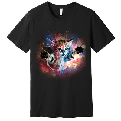 Funny Cat Floating In Space Premium T-Shirt
