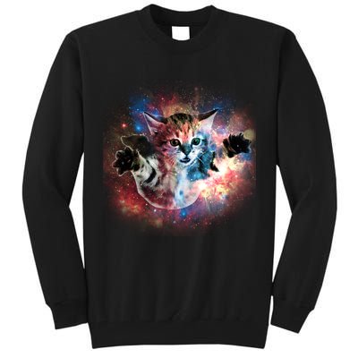 Funny Cat Floating In Space Tall Sweatshirt