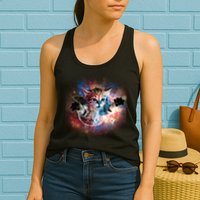 Funny Cat Floating In Space Womens Tank Top