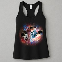 Funny Cat Floating In Space Womens Tank Top