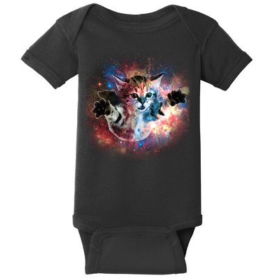 Funny Cat Floating In Space Baby Bodysuit