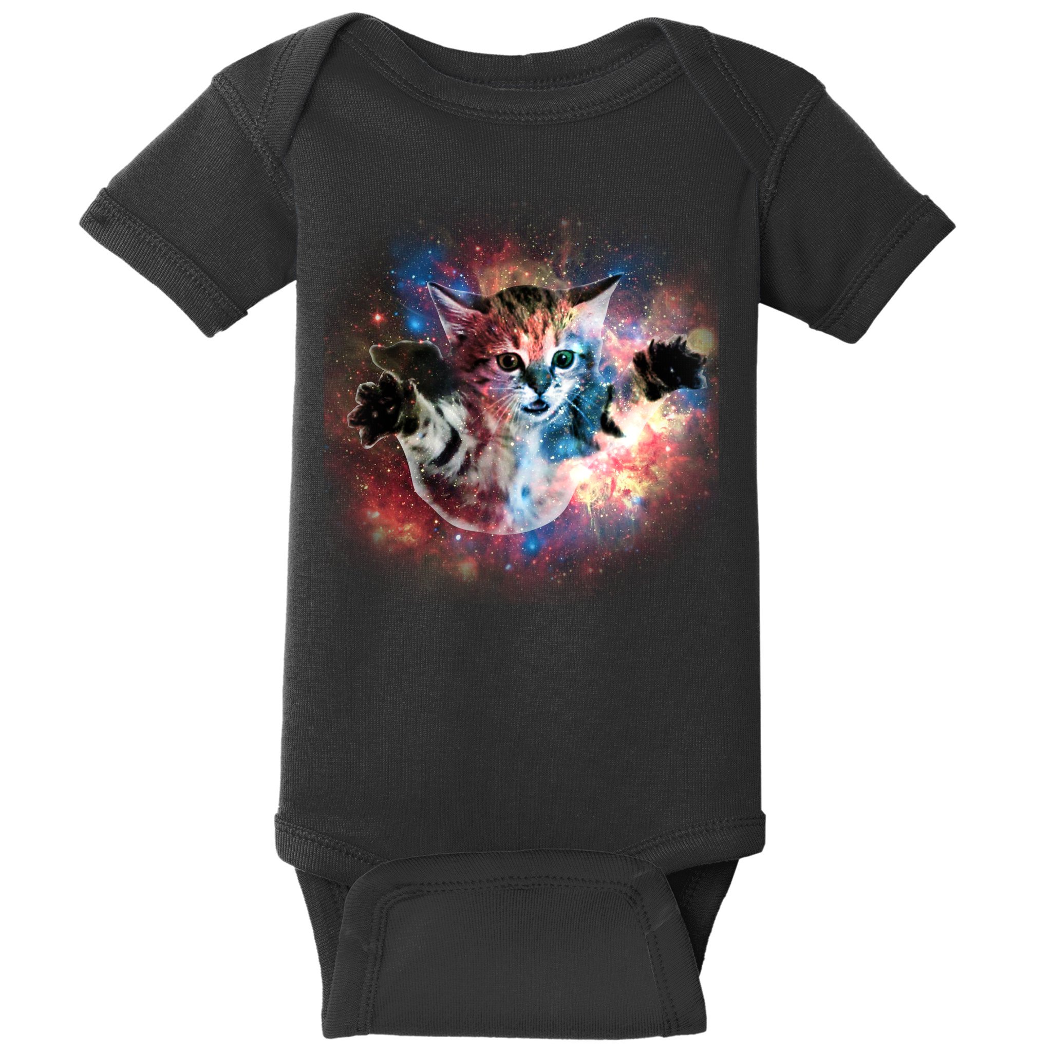 Funny Cat Floating In Space Baby Bodysuit