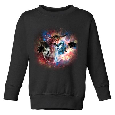 Funny Cat Floating In Space Toddler Sweatshirt