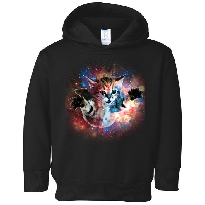 Funny Cat Floating In Space Toddler Hoodie