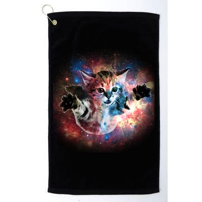 Funny Cat Floating In Space Golf Towel