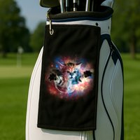 Funny Cat Floating In Space Golf Towel