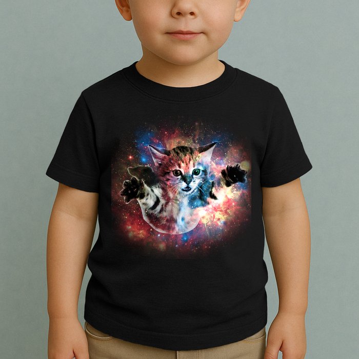 Funny Cat Floating In Space Toddler T-Shirt