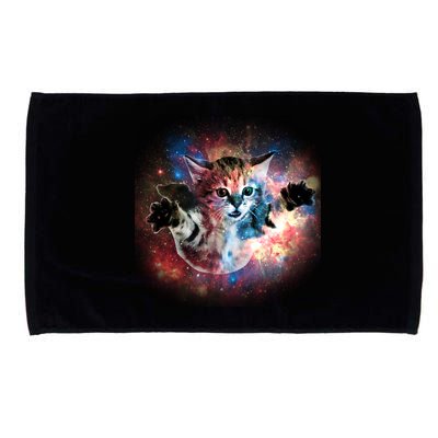 Funny Cat Floating In Space Microfiber Hand Towel