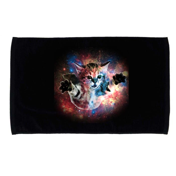 Funny Cat Floating In Space Microfiber Hand Towel