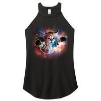 Funny Cat Floating In Space Women's Perfect Tri Rocker Tank