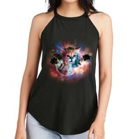 Funny Cat Floating In Space Women's Perfect Tri Rocker Tank