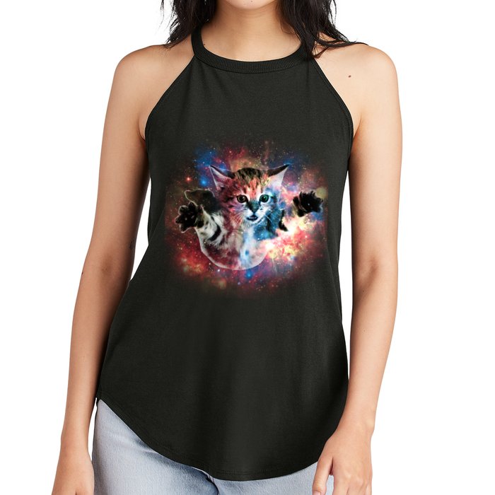 Funny Cat Floating In Space Women's Perfect Tri Rocker Tank