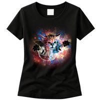 Funny Cat Floating In Space Womens T-Shirt