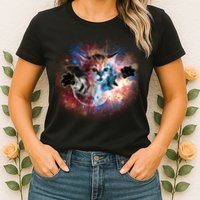 Funny Cat Floating In Space Womens T-Shirt