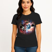 Funny Cat Floating In Space Womens T-Shirt