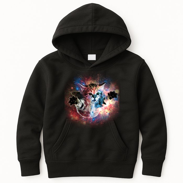 Funny Cat Floating In Space Kids Hoodie