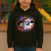 Funny Cat Floating In Space Kids Hoodie