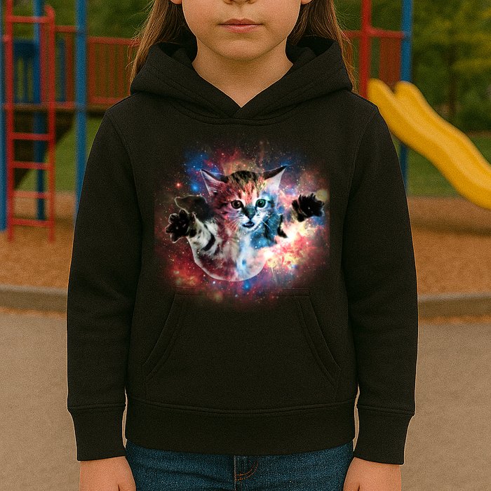 Funny Cat Floating In Space Kids Hoodie