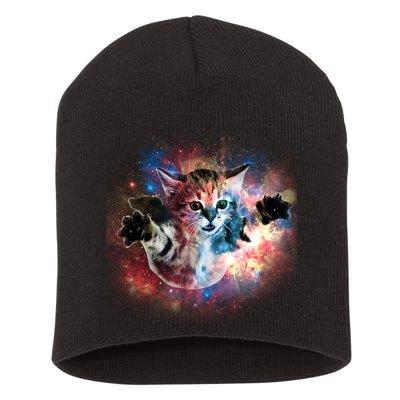 Funny Cat Floating In Space Short Acrylic Beanie
