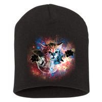 Funny Cat Floating In Space Short Acrylic Beanie