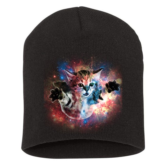 Funny Cat Floating In Space Short Acrylic Beanie