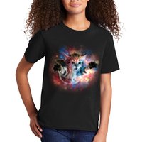 Funny Cat Floating In Space Kids T-Shirt