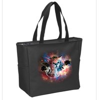Funny Cat Floating In Space Zip Tote Bag