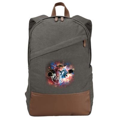 Funny Cat Floating In Space Cotton Canvas Backpack