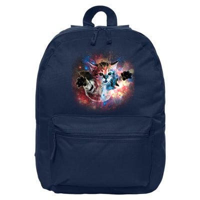 Funny Cat Floating In Space 16 in Basic Backpack