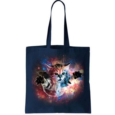 Funny Cat Floating In Space Tote Bag