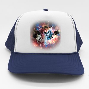 Funny Cat Floating In Space Trucker Hat