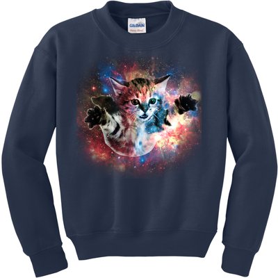 Funny Cat Floating In Space Kids Sweatshirt