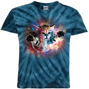 Funny Cat Floating In Space Kids Tie-Dye T-Shirt