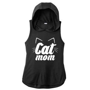 Funny Cat Mom  Cat Lover Ladies PosiCharge Tri-Blend Wicking Draft Hoodie Tank