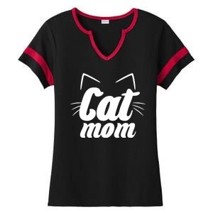 Funny Cat Mom  Cat Lover Ladies Halftime Notch Neck Tee