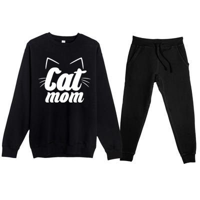 Funny Cat Mom  Cat Lover Premium Crewneck Sweatsuit Set