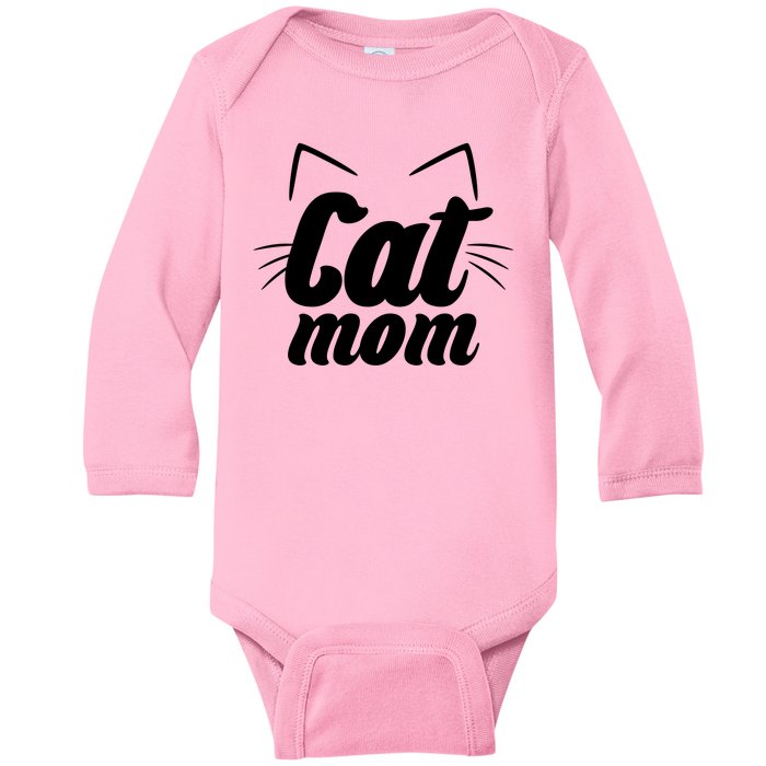 Funny Cat Mom  Cat Lover Baby Long Sleeve Bodysuit