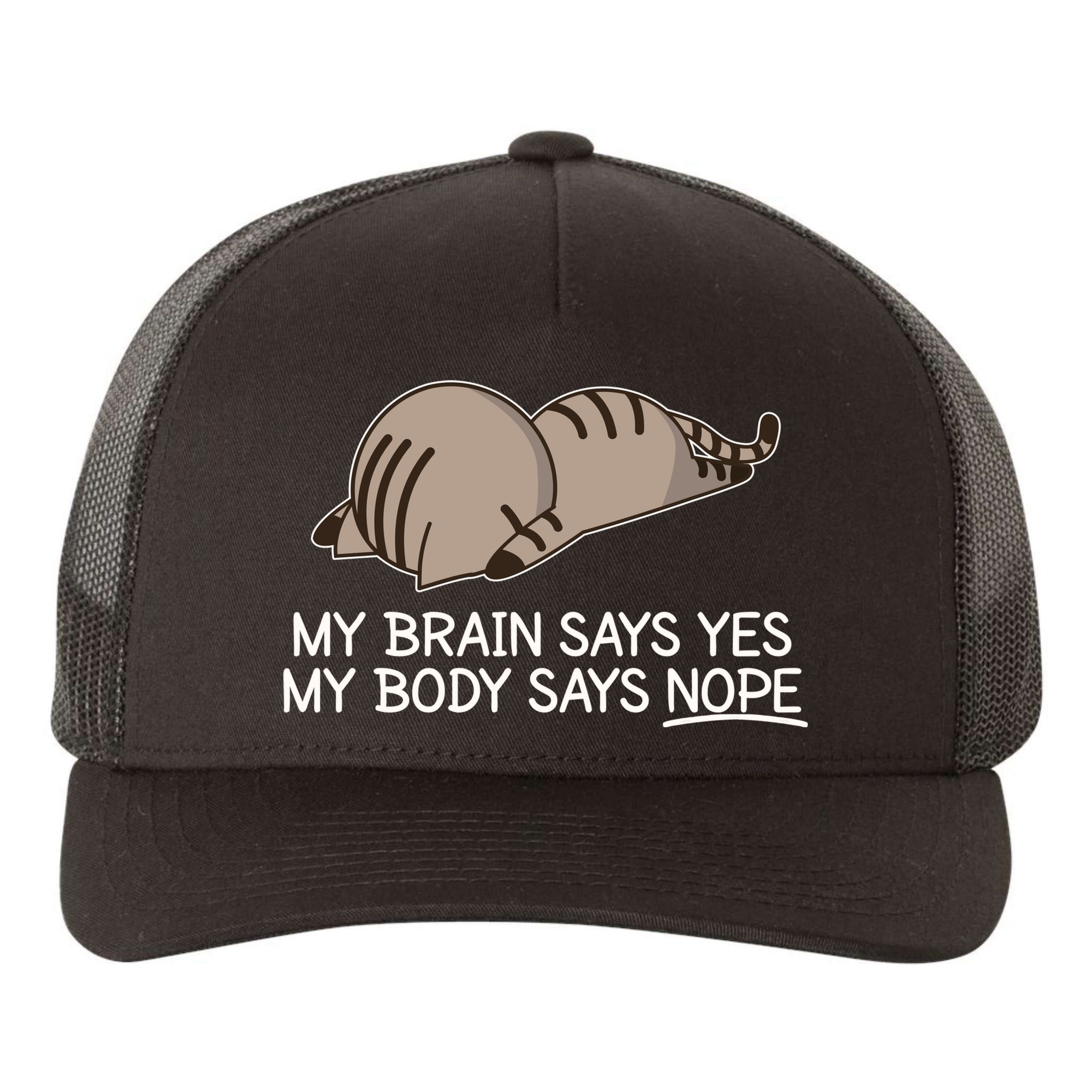 Funny Cat My Body Says NOPE  Yupoong Adult 5-Panel Trucker Hat