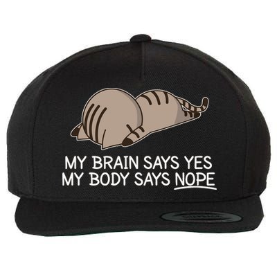 Funny Cat My Body Says NOPE  Wool Snapback Cap