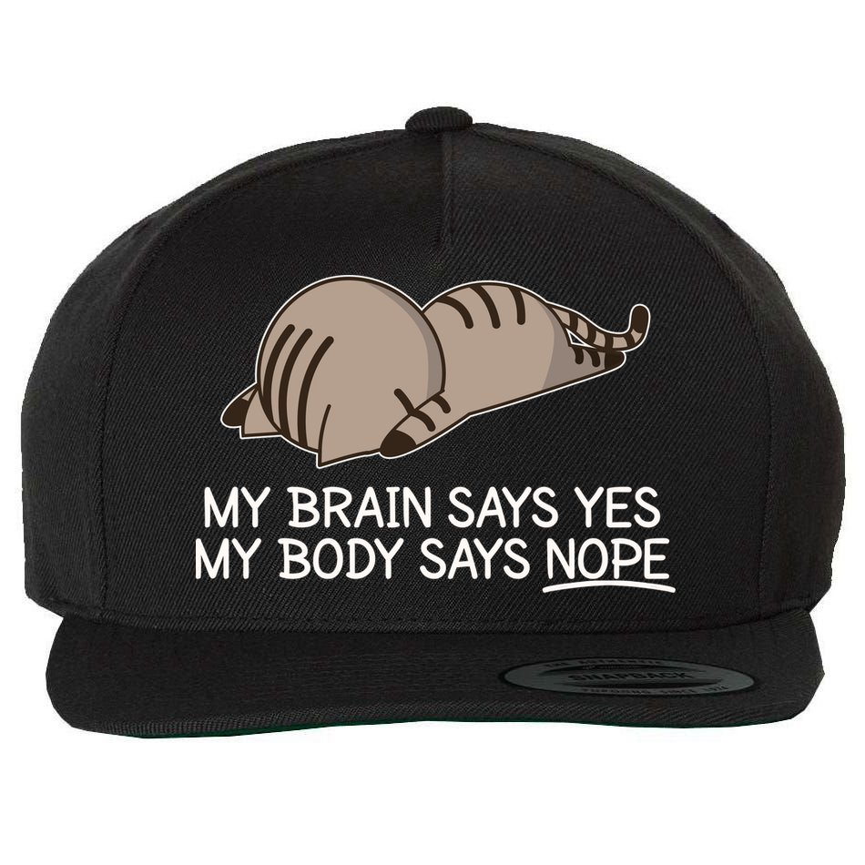 Funny Cat My Body Says NOPE  Wool Snapback Cap