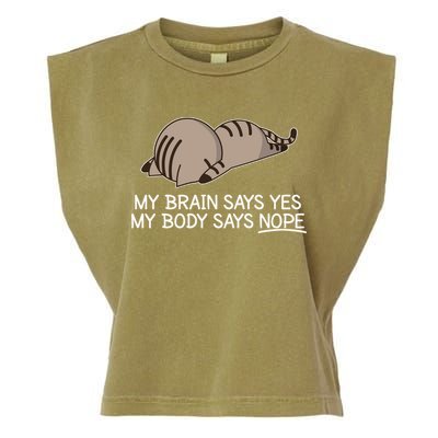 Funny Cat My Body Says NOPE  Garment-Dyed Women's Muscle Tee