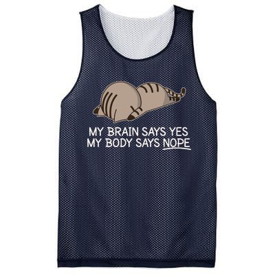 Funny Cat My Body Says NOPE  Mesh Reversible Basketball Jersey Tank