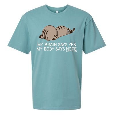 Funny Cat My Body Says NOPE  Sueded Cloud Jersey T-Shirt