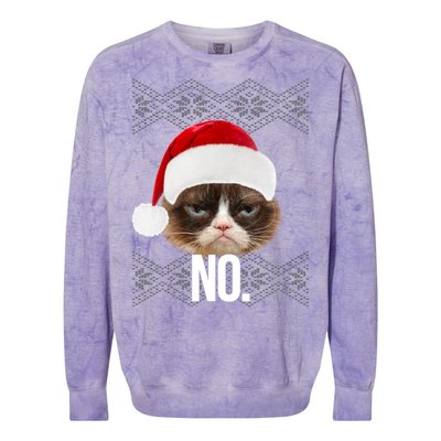 Funny Cat NO Meme Ugly Christmas Sweater Colorblast Crewneck Sweatshirt