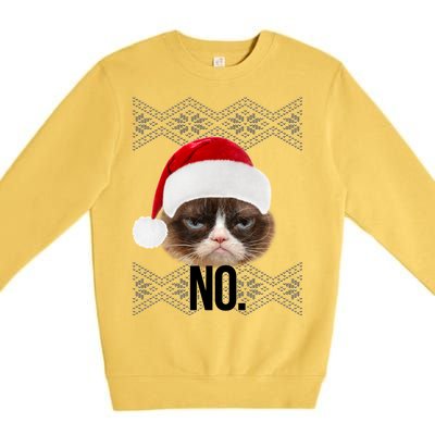 Funny Cat NO Meme Ugly Christmas Sweater Premium Crewneck Sweatshirt